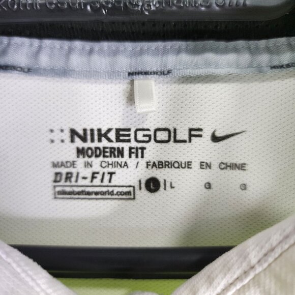 Mens Nike Golf Modern Fit Dri-Fit Polo Shirt White & Neon Green Short Sleeve L - Picture 6 of 11